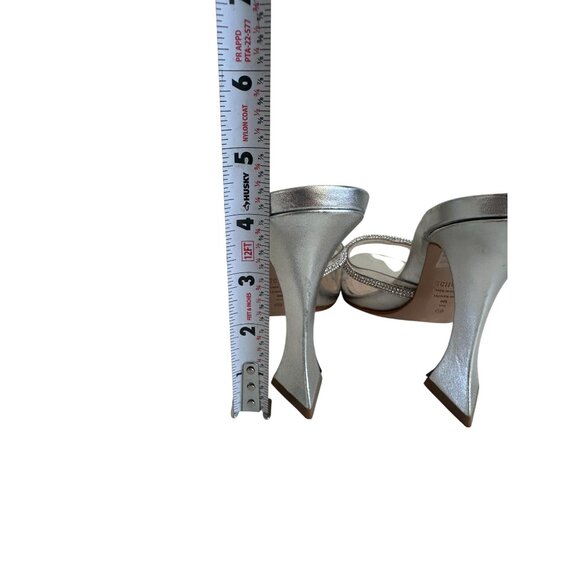 SCHUTZ  Silver Leather Rhinestone Sandals Heels SIze 8 - Picture 11 of 11